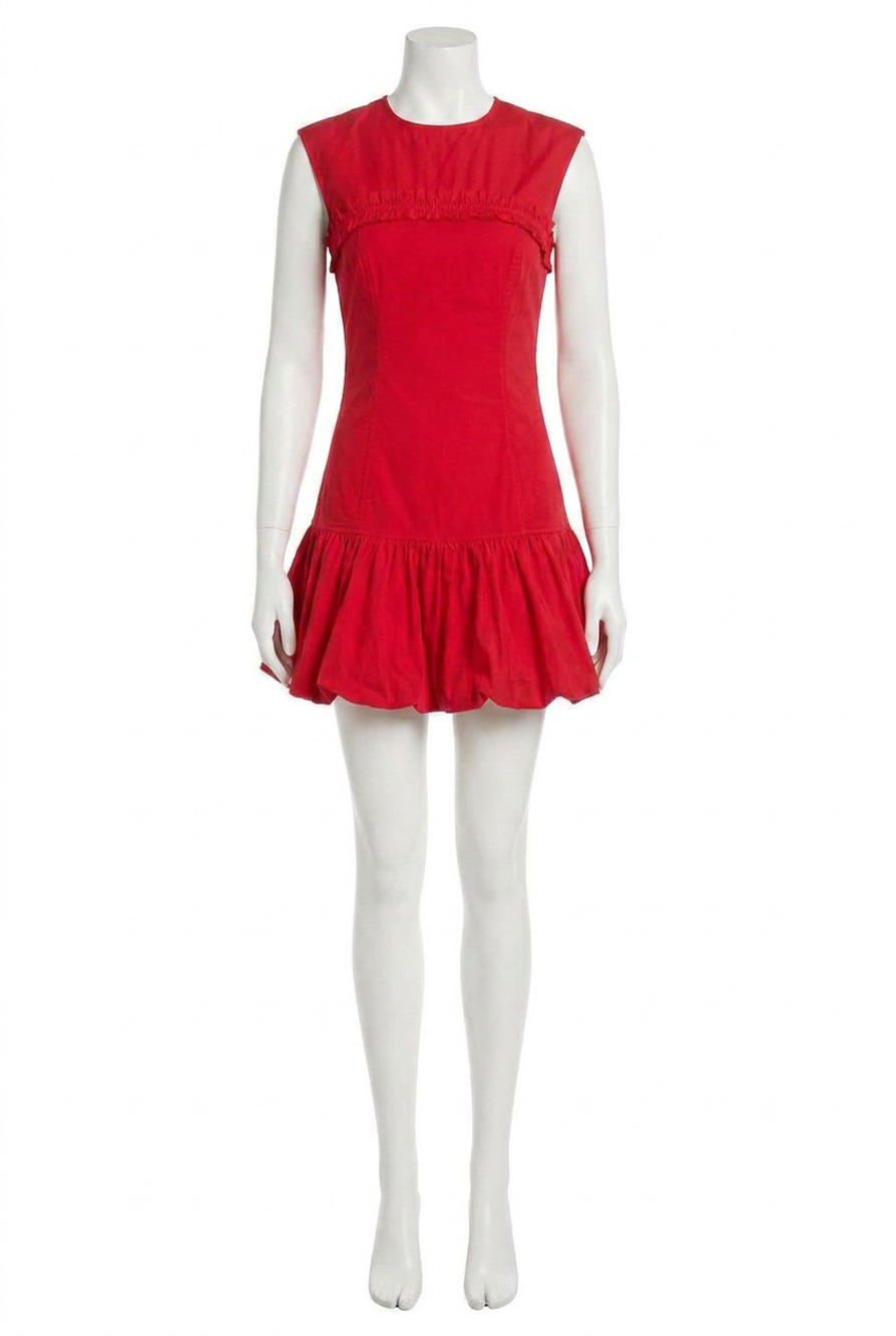 NEW GANNI corset mini dress in red